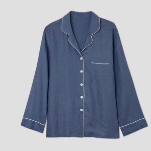 Blueberry Linen Pajama Shirt (Top Only)